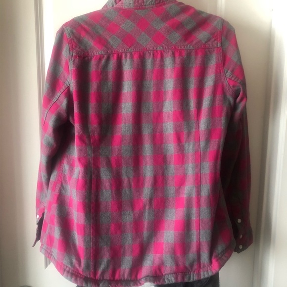 Pink/grey checkered thick flannel w/fleece lining - Picture 2 of 4